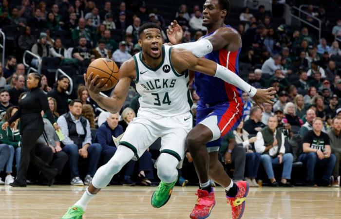 Giannis Antetokounmpo explodes for 59 points as Bucks top Pistons to post first back-to-back wins of season