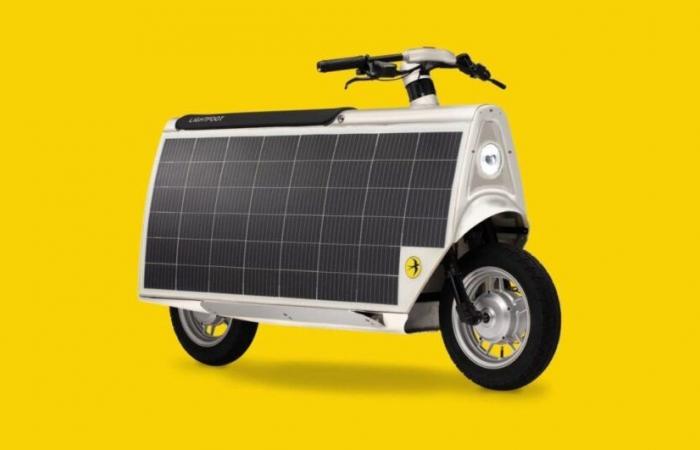 This solar electric scooter is capable of traveling 30 …