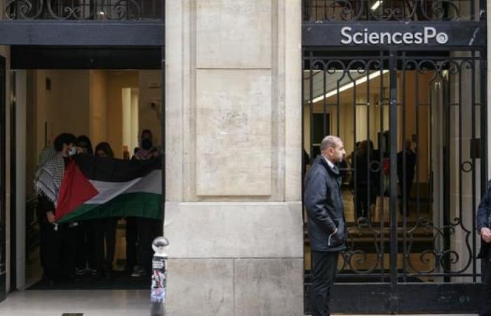 students demonstrated at Sciences Po against the holding of the match