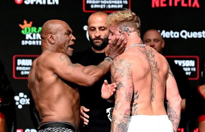 Mike Tyson vs. Jake Paul weigh-in results: Heavier Tyson slaps Paul in wild final faceoff