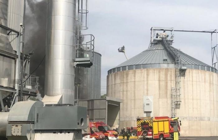 more than 90 firefighters mobilized for a silo fire filled with cereals