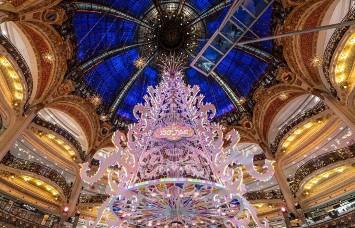 Inauguration of the windows and the Christmas tree at Galeries Lafayette 2024 with Vianney in showcase