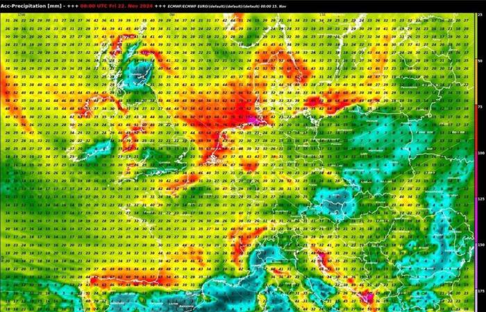 Change of weather in France from November 18