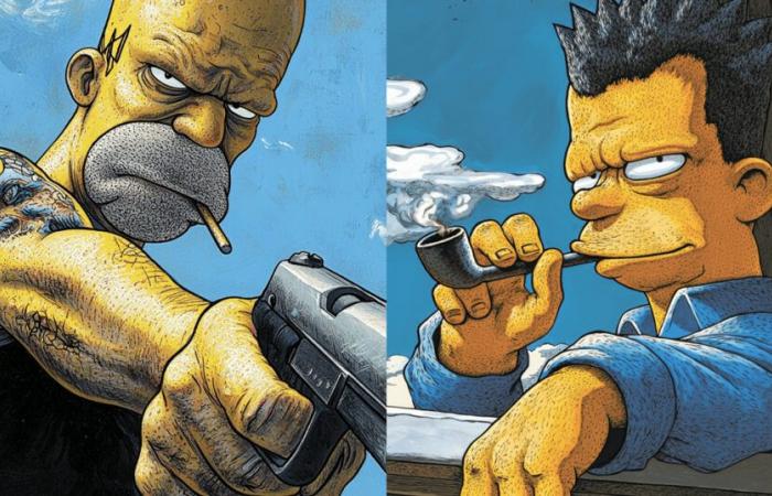 12 trashier versions of Bart and Homer