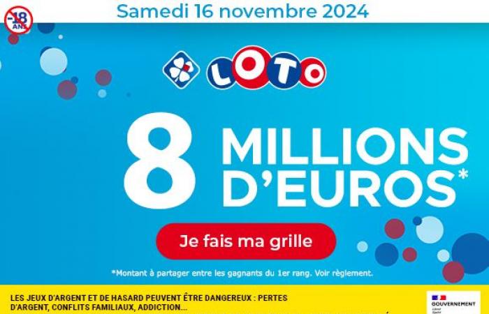 Lotto Saturday November 16, 2024: 8 million euros to be won! – FDJ