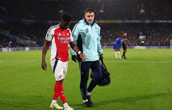 Arsenal issue update on Bukayo Saka and Declan Rice injuries – after England pair both withdrew from Lee Carsley’s squad this week