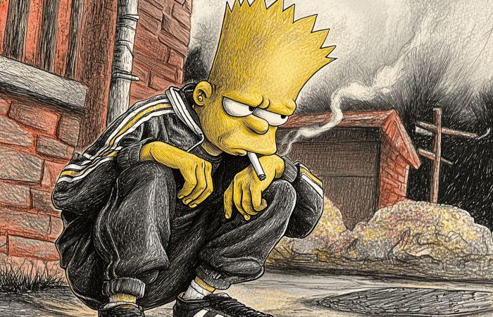 12 trashier versions of Bart and Homer