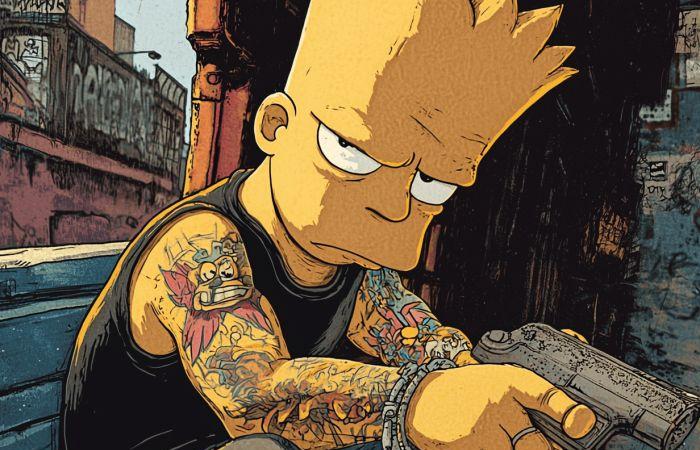 12 trashier versions of Bart and Homer