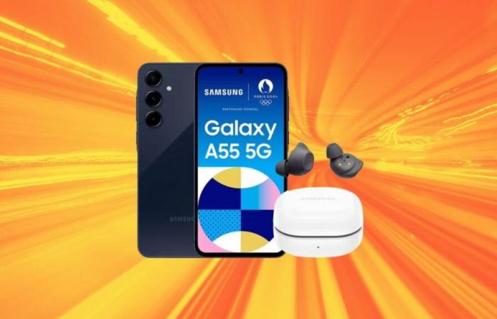 The Samsung Galaxy A55 with integrated wireless headphones is at a very attractive price at Electro Dépôt