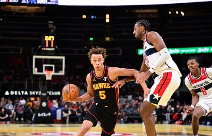 Hawks switch on in second quarter, win Cup battle against Wizards 129-117