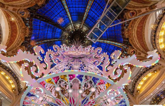 The windows and Christmas tree of Galeries Lafayette 2024