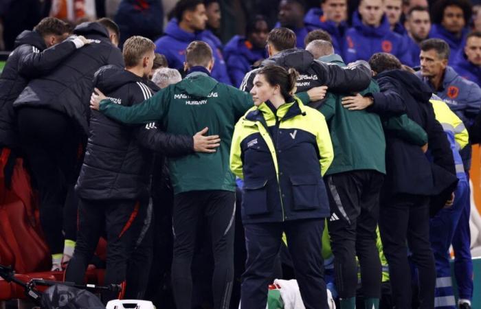 the match between the Netherlands and Hungary interrupted several minutes after discomfort on the sidelines