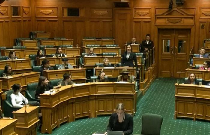 New Zealand MPs perform a haka during a sitting of Parliament