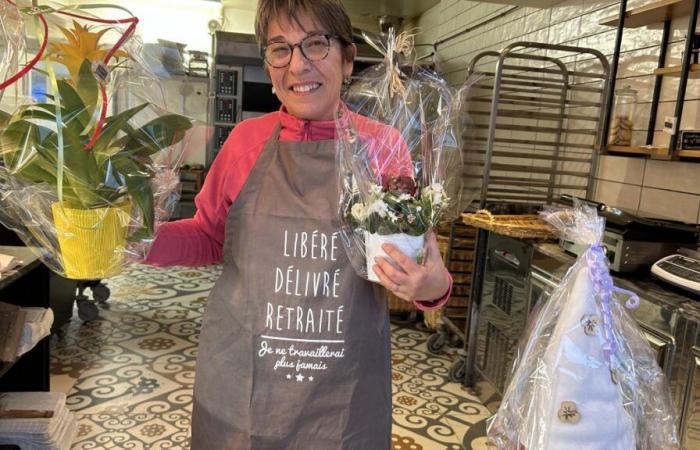 After 42 years of service in the bakery, Laonnaise Christiane Lebeau retires