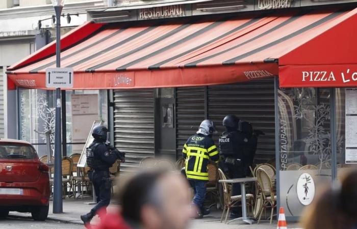 a hostage situation in progress in a restaurant, a man entrenched