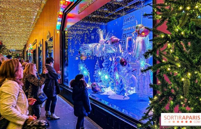 The windows and Christmas tree of Galeries Lafayette 2024