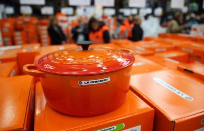 Crowd during a sale of Le Creuset products, the police forced to intervene