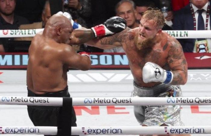 Mike Tyson holds out for a long time, but victory in the boxing camp goes unanimously to Jake Paul