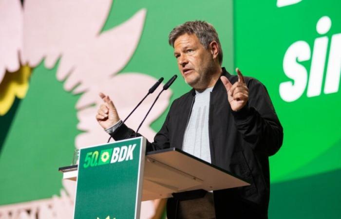 Robert Habeck at the federal party conference of the Greens: Long wait, short speech