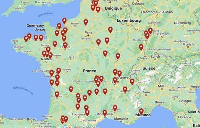 the map of farmers' actions planned for Monday