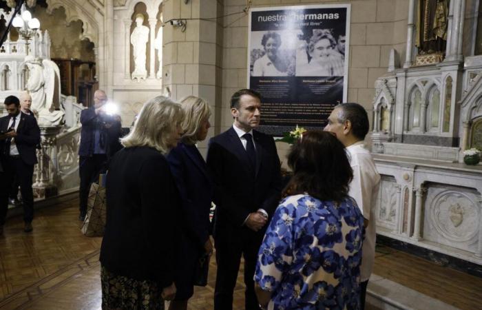 Who are the murdered French nuns to whom Macron paid tribute?