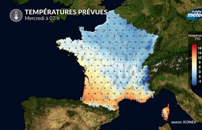 Drop in temperatures: sudden onset of winter on Wednesday