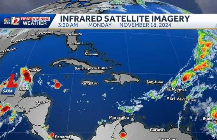 Tropical Storm Sara latest track