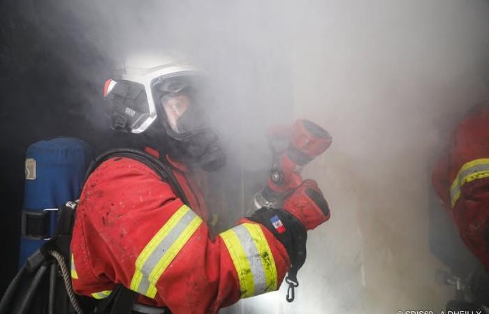 Noyon. A person saved from the flames by firefighters after an apartment fire