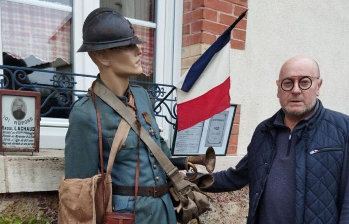 he pays homage to his ancestor by decorating his window during ceremonies