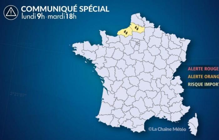 Weather Alert: Heavy rain between Seine-Maritime and Somme from Monday to Tuesday