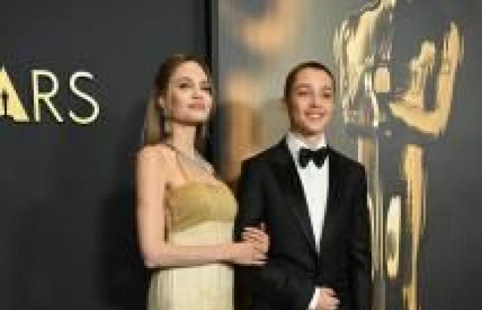 Angelina Jolie Wows in Vintage Dress With Son Knox at Governors Awards