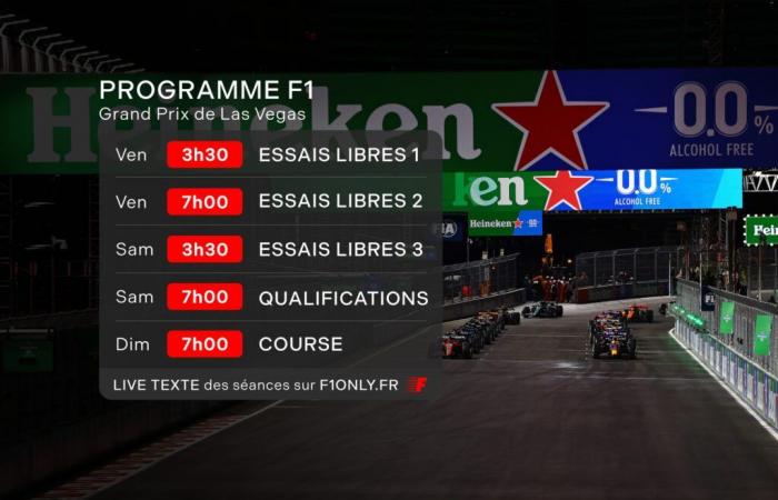 Program and schedules (morning) for the 2024 Las Vegas F1 Grand Prix