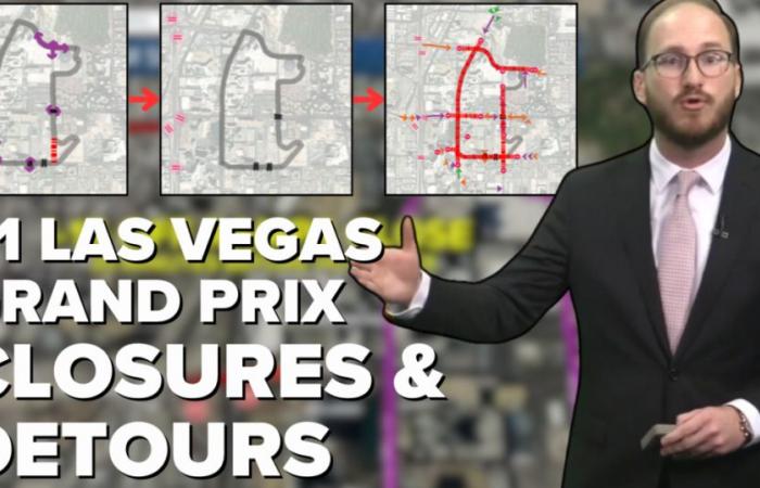 Closer look at this week’s road closures for the Formula 1 Las Vegas Grand Prix