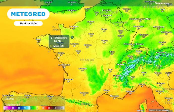 imminent arrival of the descent of maritime polar air over France. Temperatures dropping tomorrow!