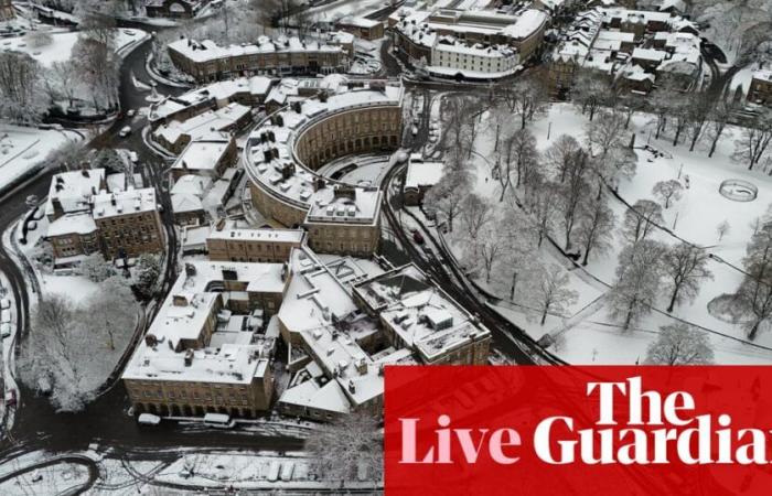 UK weather live: rail cancellations and road delays as snowy conditions create ‘first taste of winter’ | UK weather