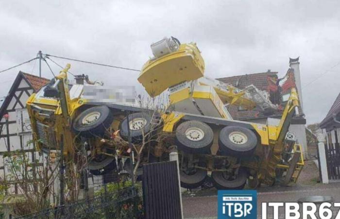 A crane weighing more than 40 tonnes collapses on a house, the worst narrowly avoided