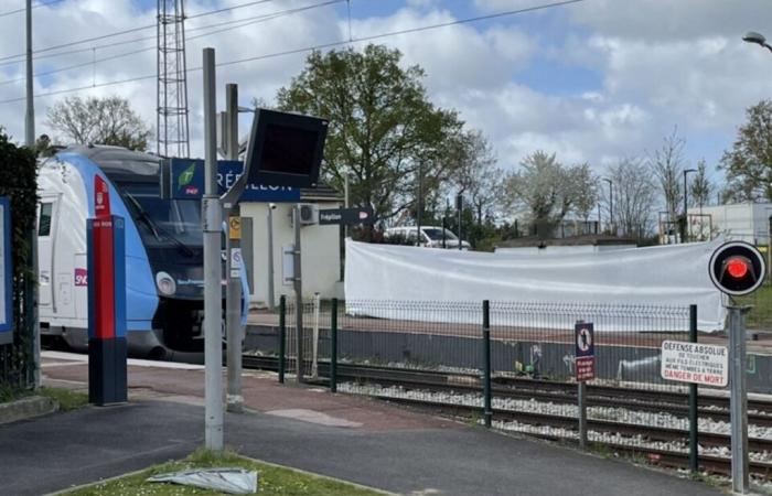 armed with a knife, he walks onto the railway tracks and threatens to commit suicide