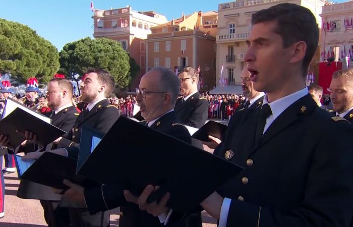 Jacques and Gabriella of Monaco on the balcony with Albert II and Charlene to attend the military parade including the Republican Guard