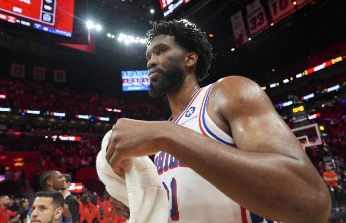 76ers blow 19-point lead in 106-89 loss to Heat, as Joel Embiid takes no foul shots