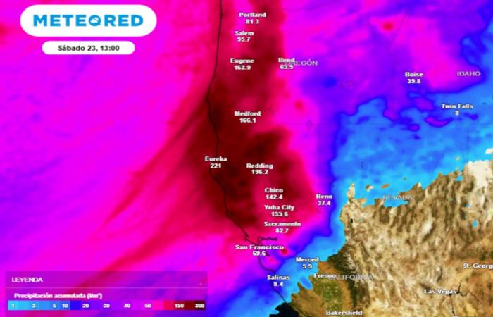 A devastating atmospheric river could discharge 600 l/m² and cause major flooding in the United States!