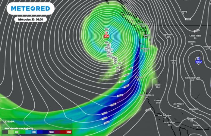 A devastating atmospheric river could discharge 600 l/m² and cause major flooding in the United States!