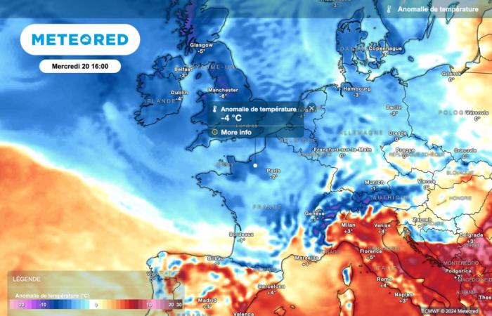 imminent arrival of the descent of maritime polar air over France. Temperatures dropping tomorrow!