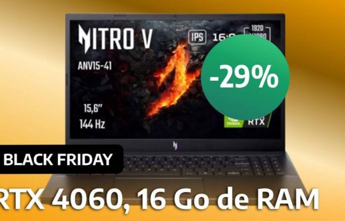 A gaming laptop PC at a knockdown price during Black Friday? This Acer Nitro machine with the RTX 4060 is -29% off, and it is ideal for small budgets