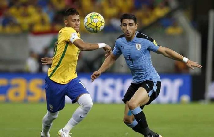 The date of the Brazil and Uruguay match and the broadcast channels in the 2026 World Cup qualifiers