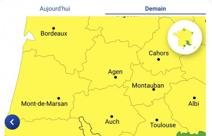 Hautes-Pyrénées, Pyrénées-Atlantiques, Gers, Haute-Garonne, Landes, Ariège and Tarn-et-Garonne on yellow alert Thursday, November 21