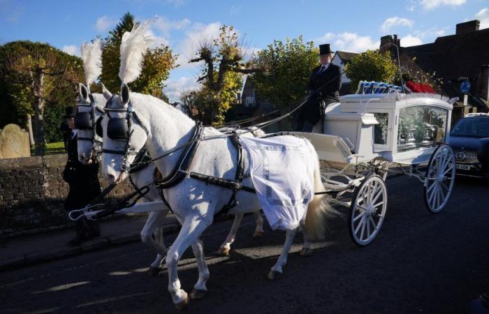 Crowds fall silent as Liam Payne’s coffin arrives at church where is funeral is taking place