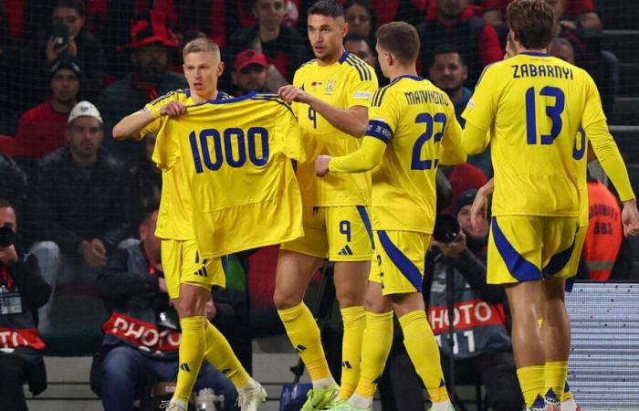 Nations League: Ukraine celebrates goal with jersey commemorating 1000 days of war