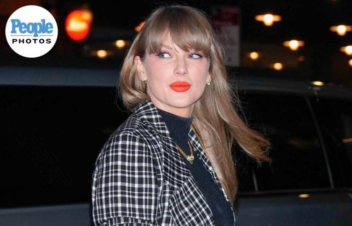 Taylor Swift Rocks Plaid Mini Skirt and a Twist on Her Signature Lip for Girls’ Night in NYC