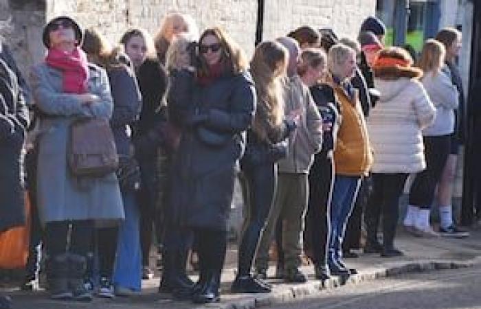 Crowds fall silent as Liam Payne’s coffin arrives at church where is funeral is taking place