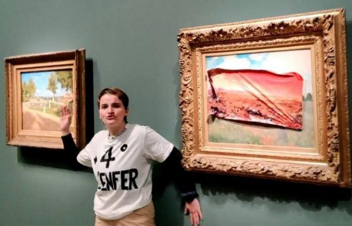 acquittal required against an environmental activist who stuck a poster on a painting by Monet